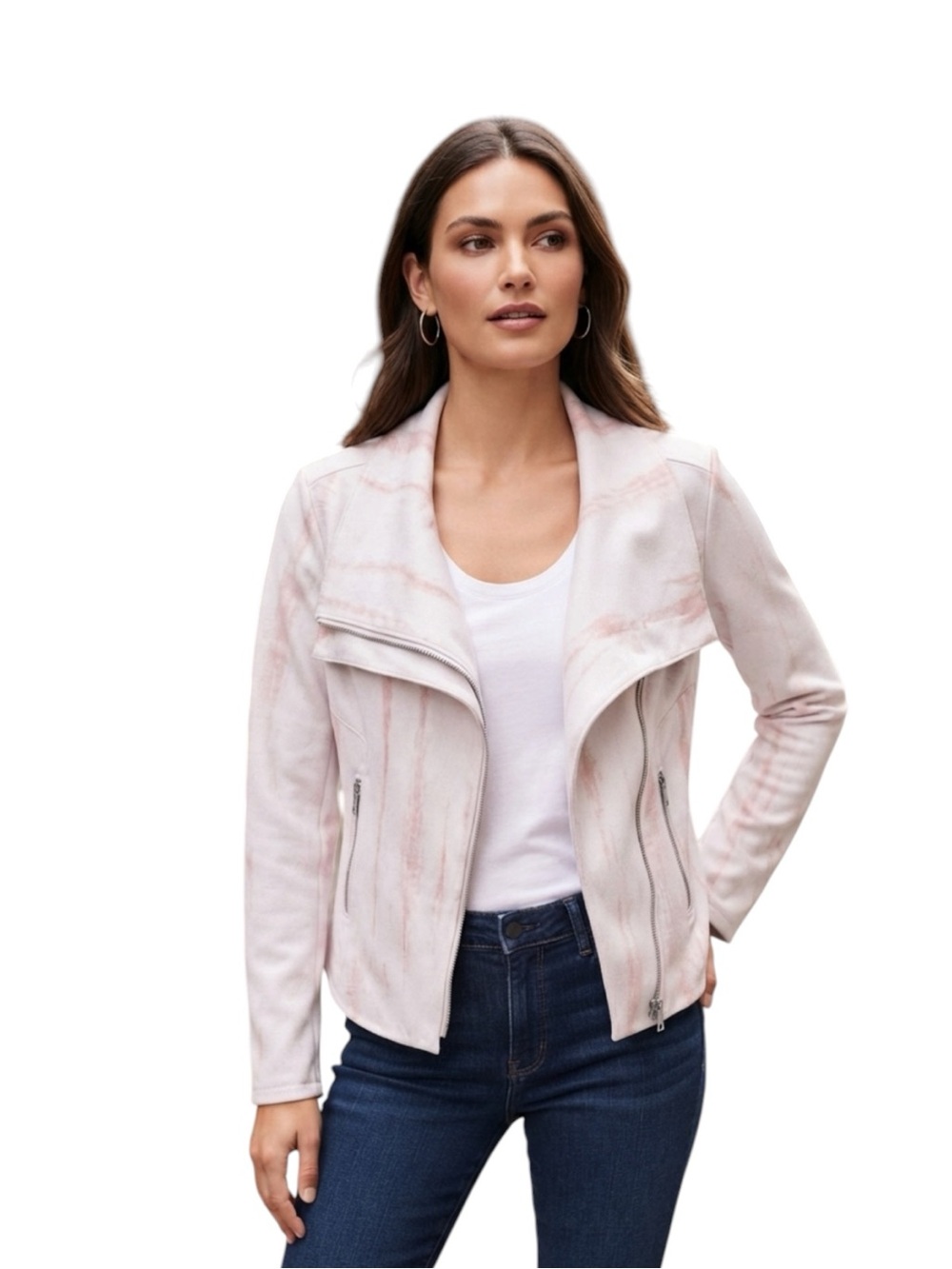 Blank NYC Blush Faux Suede Moto Jacket NWT Size S